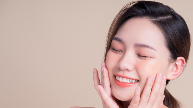 Natural Peach Pink Cosmetic Skincare feature description Instagram Post